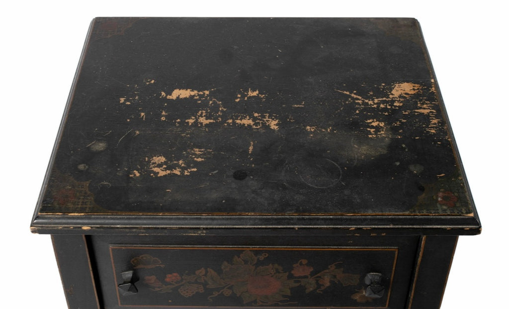 Antique Folk Painted Smokestand Cabinet
