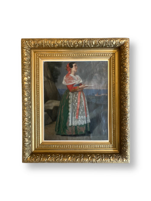19th Century Oil Portrait of a Lady by E. Pugens