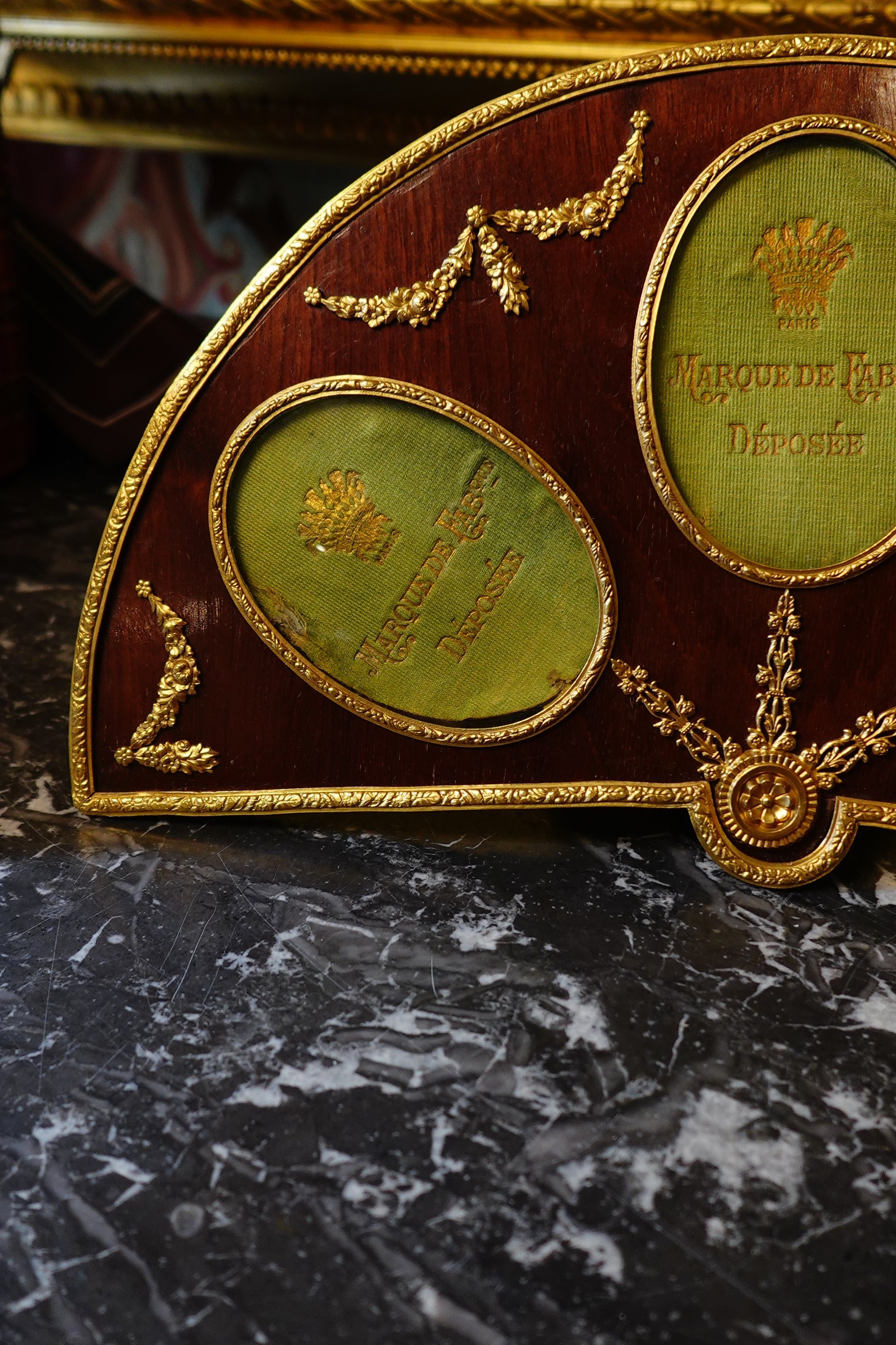 French Belle Époque Fan-Shaped Triple Photo Frame with Ormolu Mounts, c.1890–1910