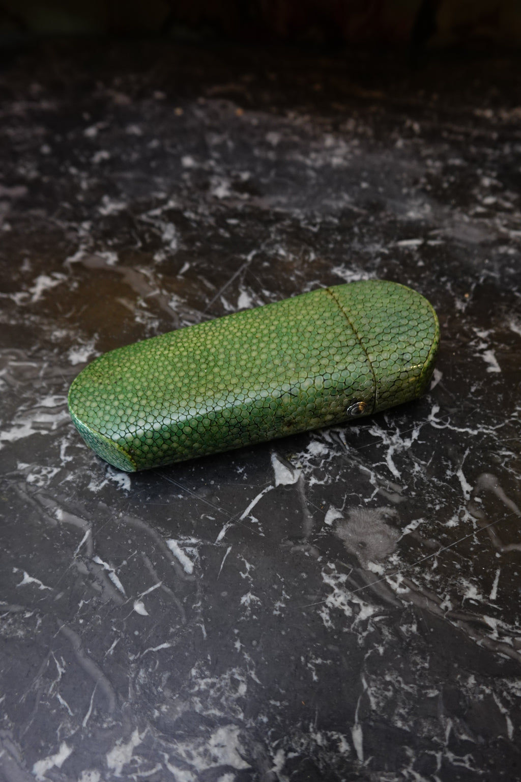 Antique Green Shagreen Etui with Silver Monogram Plaque, c.1880–1900