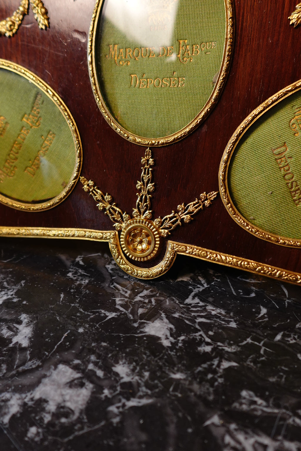 French Belle Époque Fan-Shaped Triple Photo Frame with Ormolu Mounts, c.1890–1910