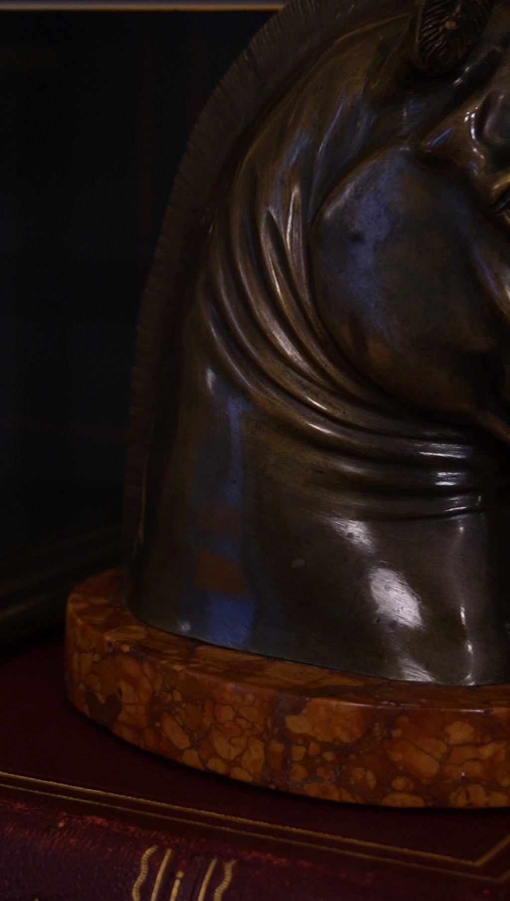 Bronze Horse Head Sculpture on Marble Base