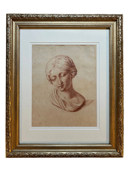 18th Century Red Chalk Portrait Study of a Woman