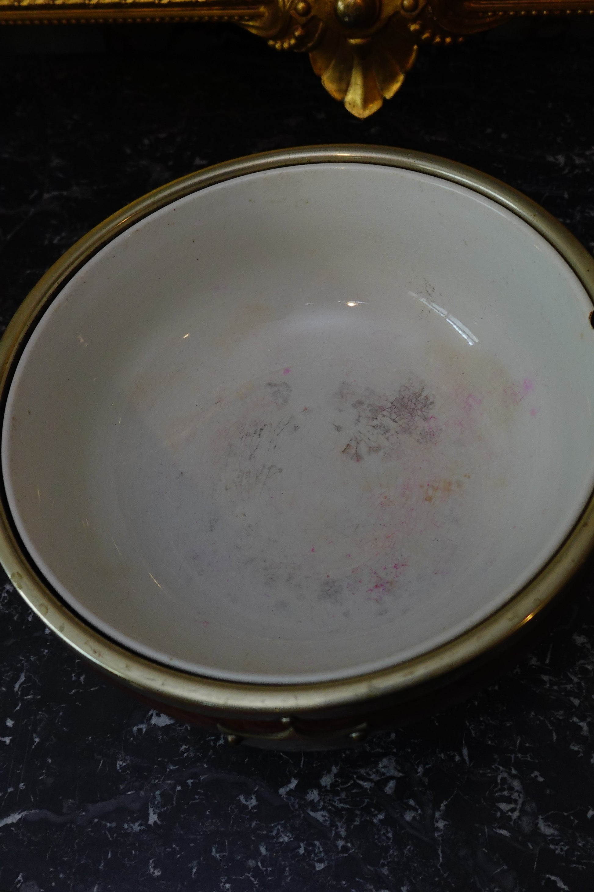 English Oak Edwardian Bowl with Baker & Co. Ironstone Liner (c.1900–1920)