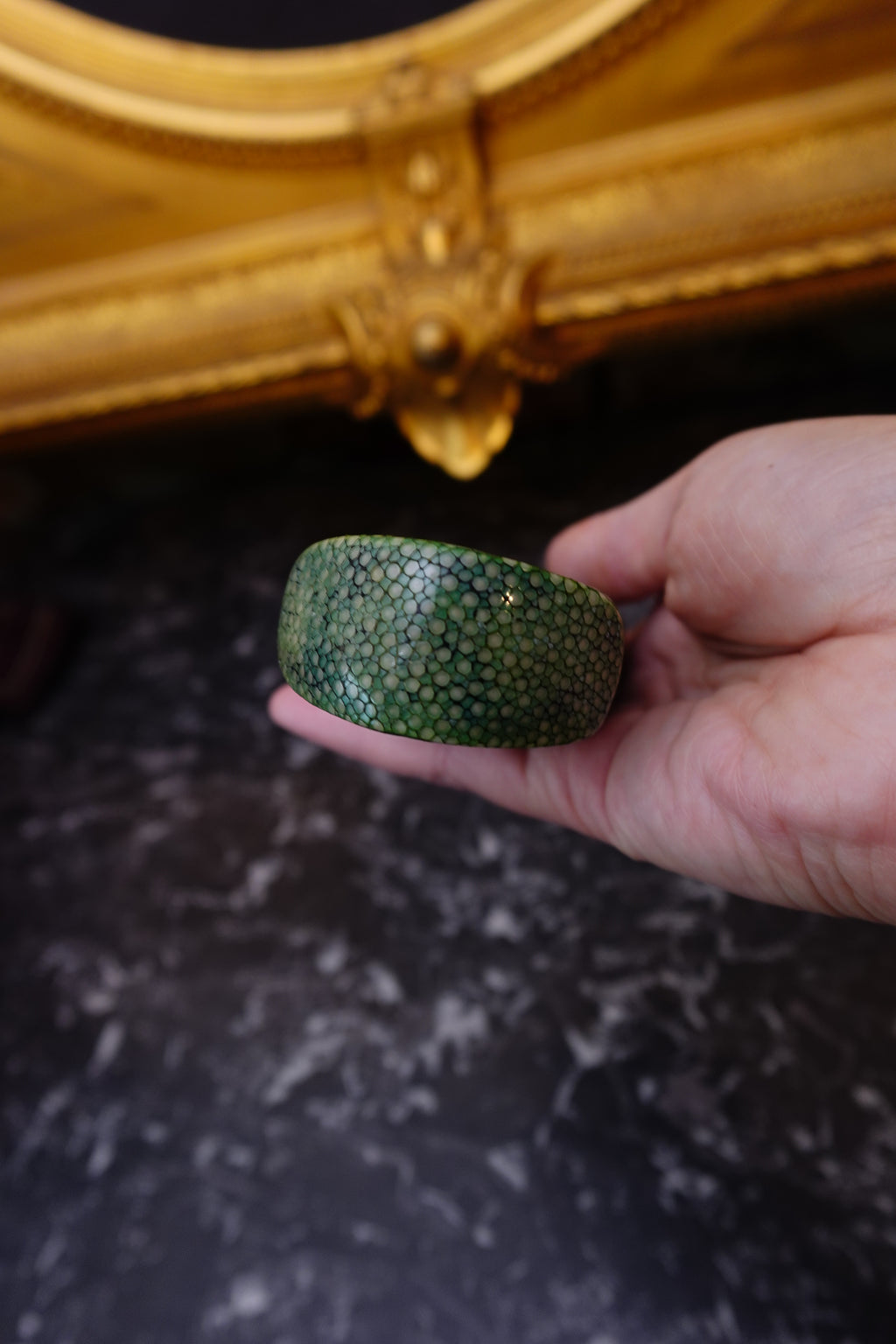 Antique Green Shagreen Etui with Silver Monogram Plaque, c.1880–1900