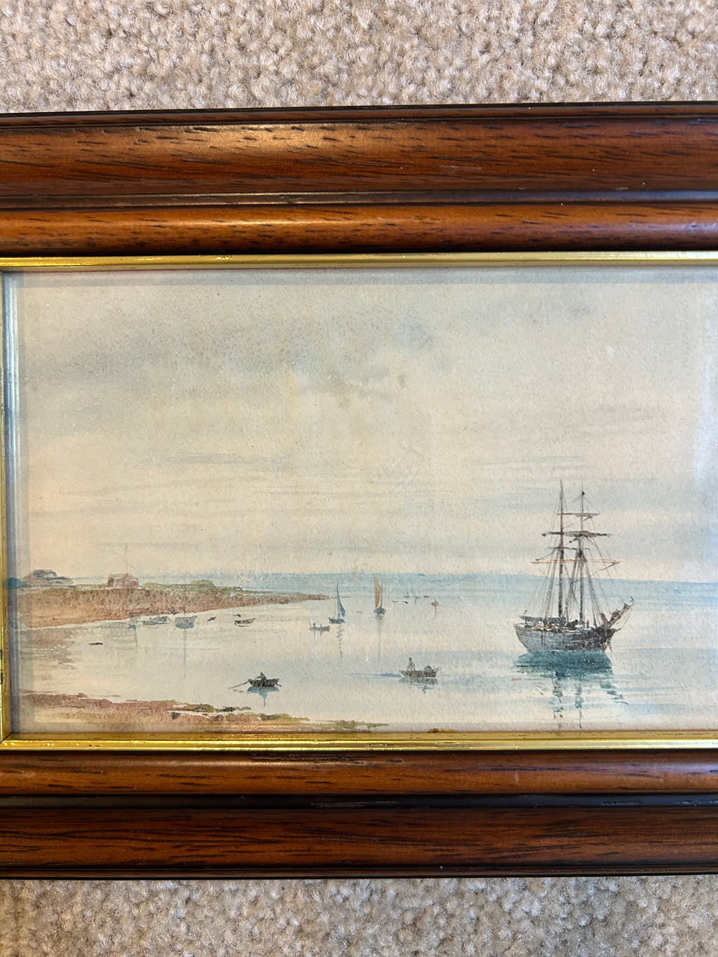 Antique English Coastal Seascape Watercolor