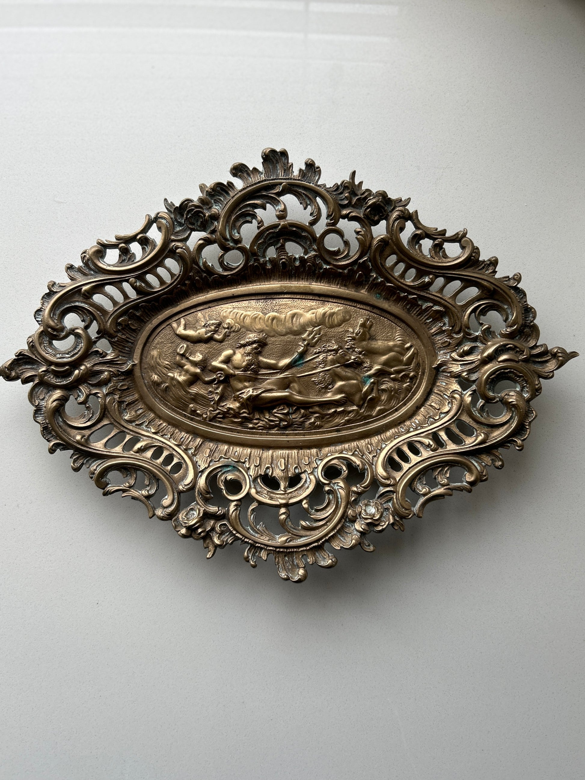 Guilt Bronze Relief of Neptune
