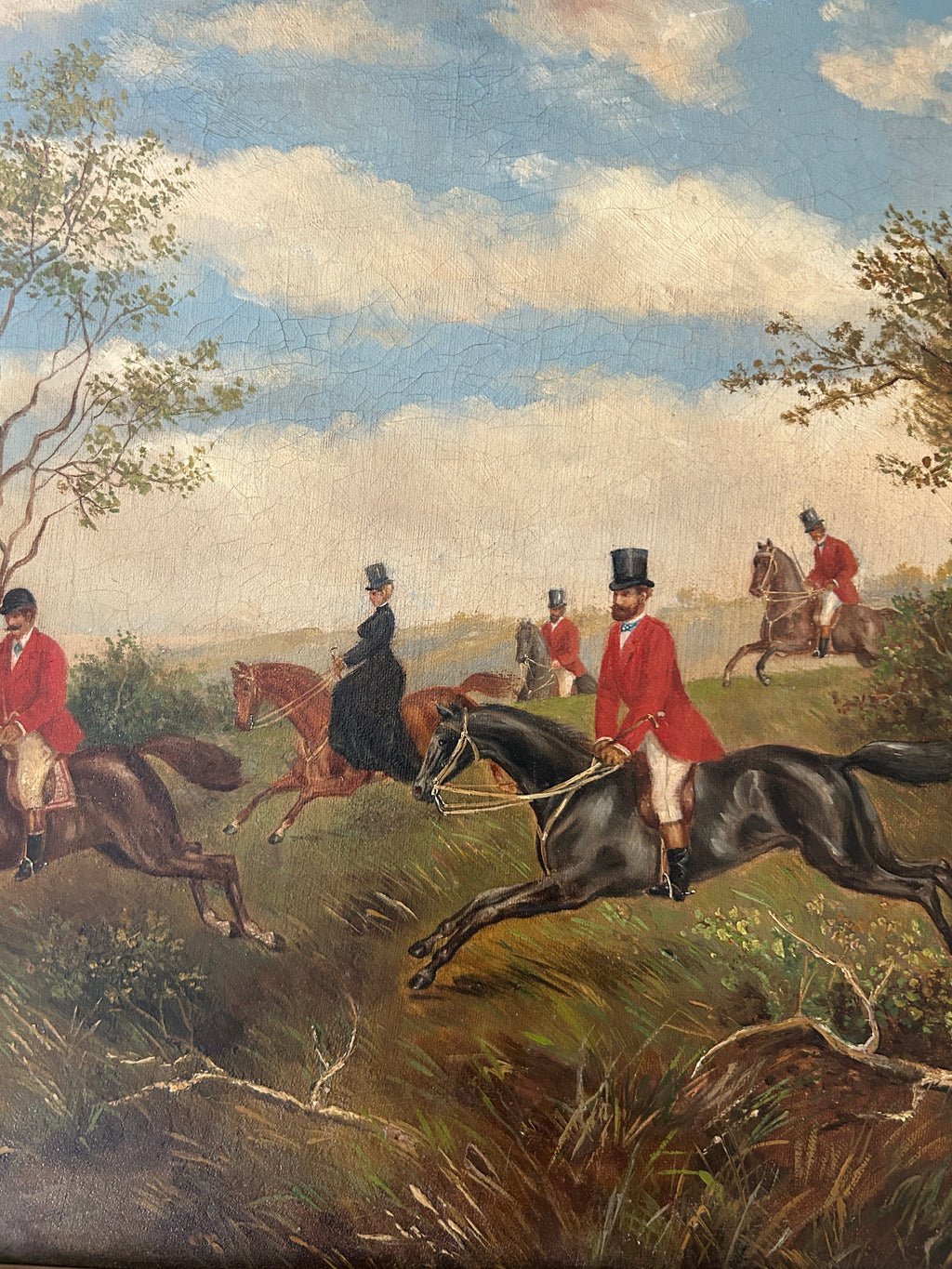 19th century English Fox Hunt - Oil on Canvas
