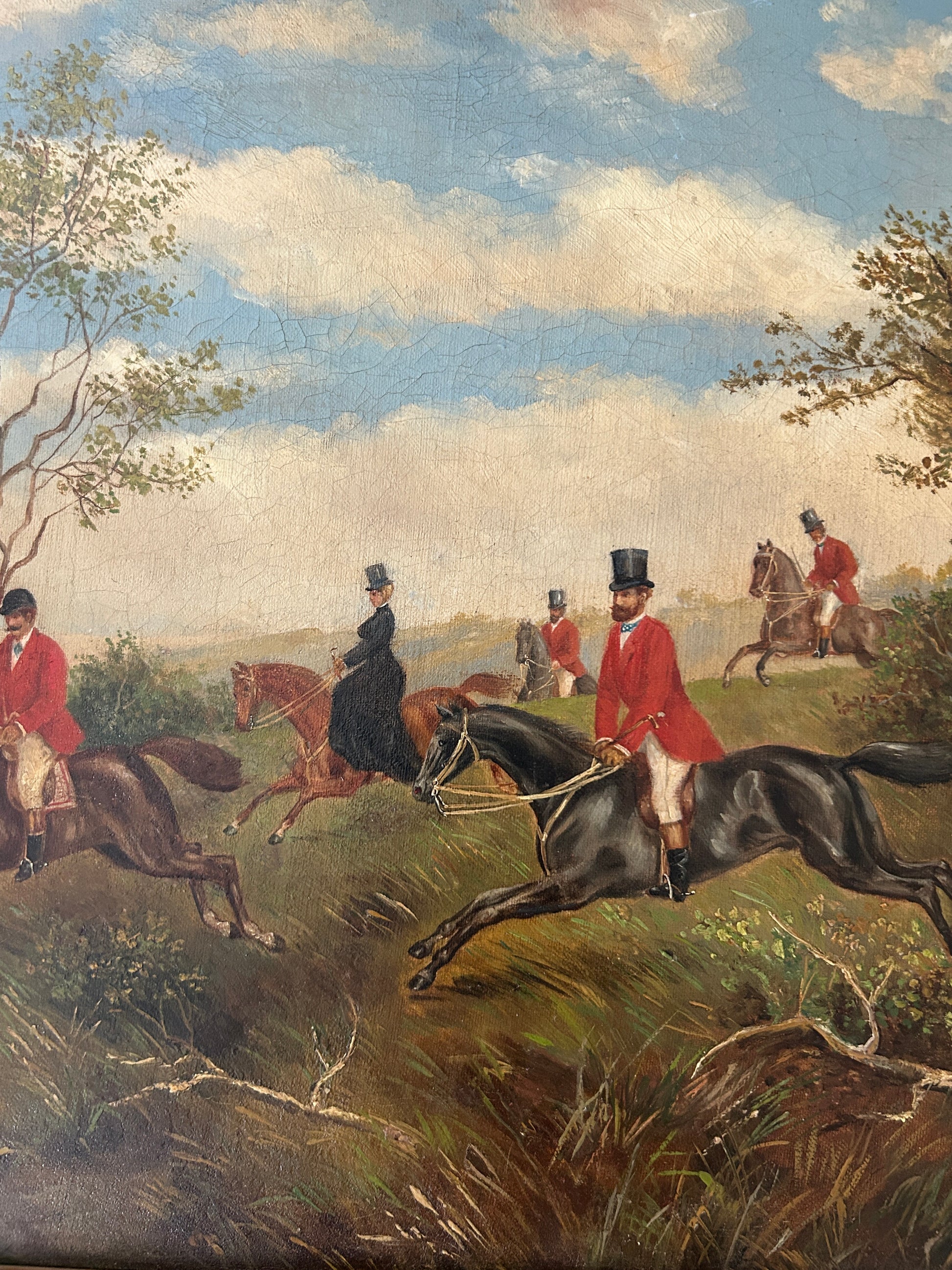 19th century English Fox Hunt - Oil on Canvas