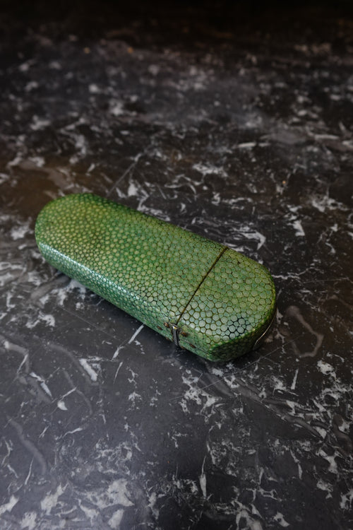 Antique Green Shagreen Etui with Silver Monogram Plaque, c.1880–1900