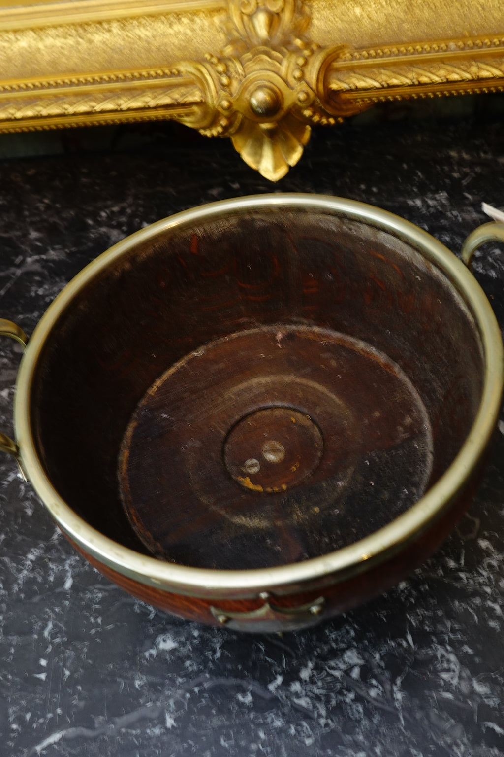 English Oak Edwardian Bowl with Baker & Co. Ironstone Liner (c.1900–1920)