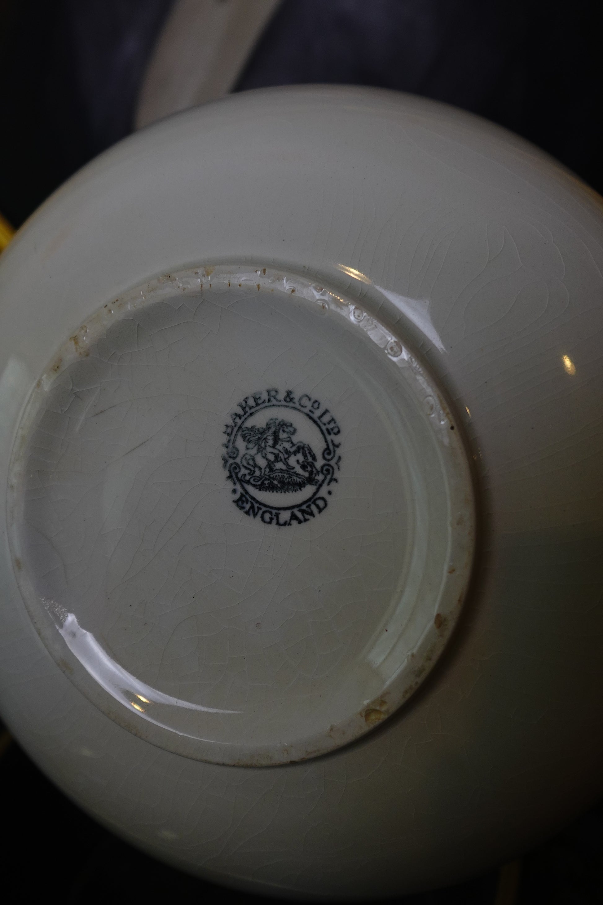 English Oak Edwardian Bowl with Baker & Co. Ironstone Liner (c.1900–1920)