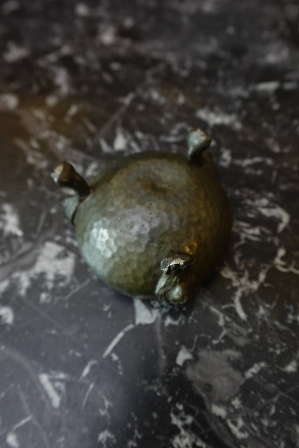 Arts & Crafts Hammered Salt Cellar with Lion-Mask Feet, c.1900