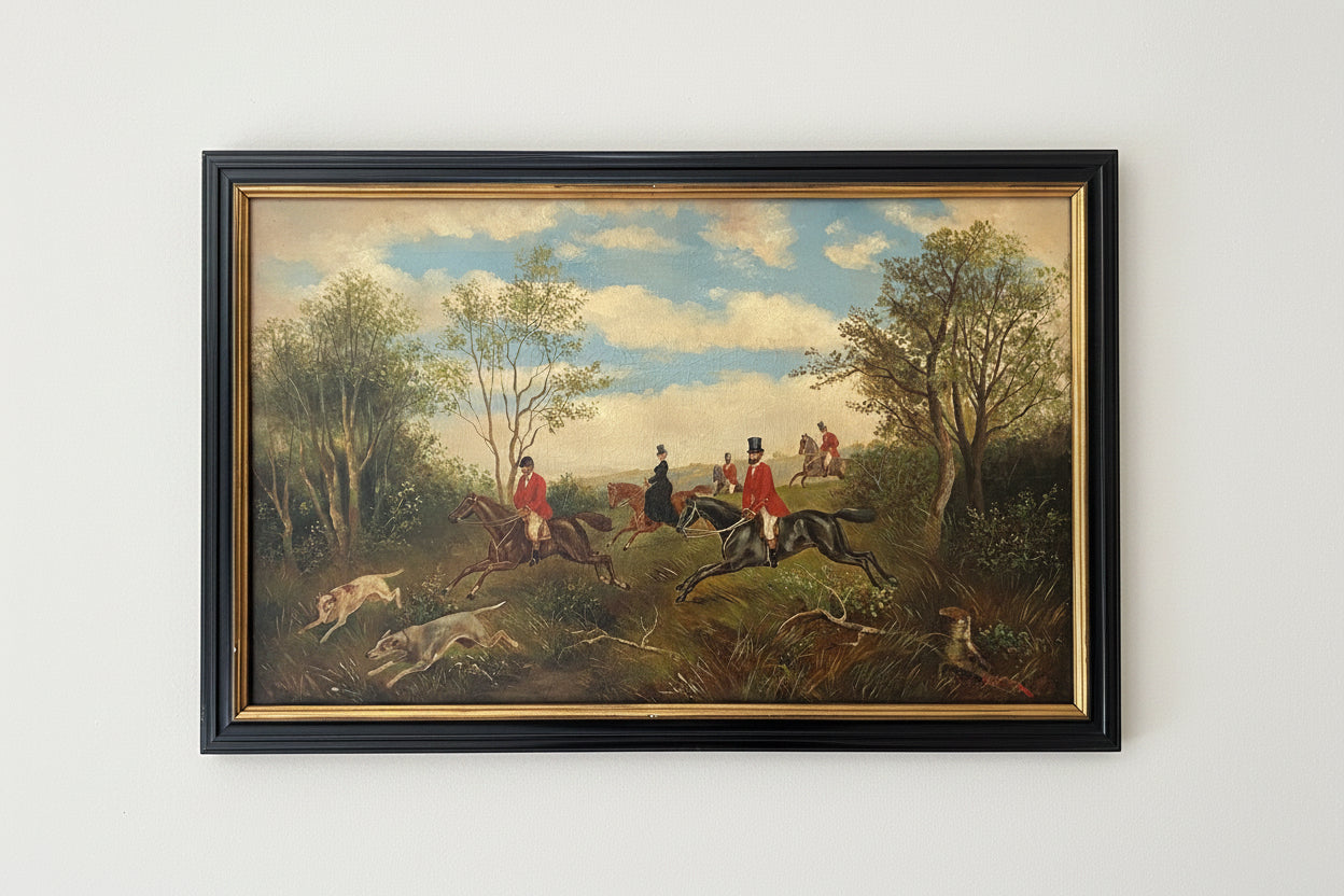 19th century English Fox Hunt - Oil on Canvas