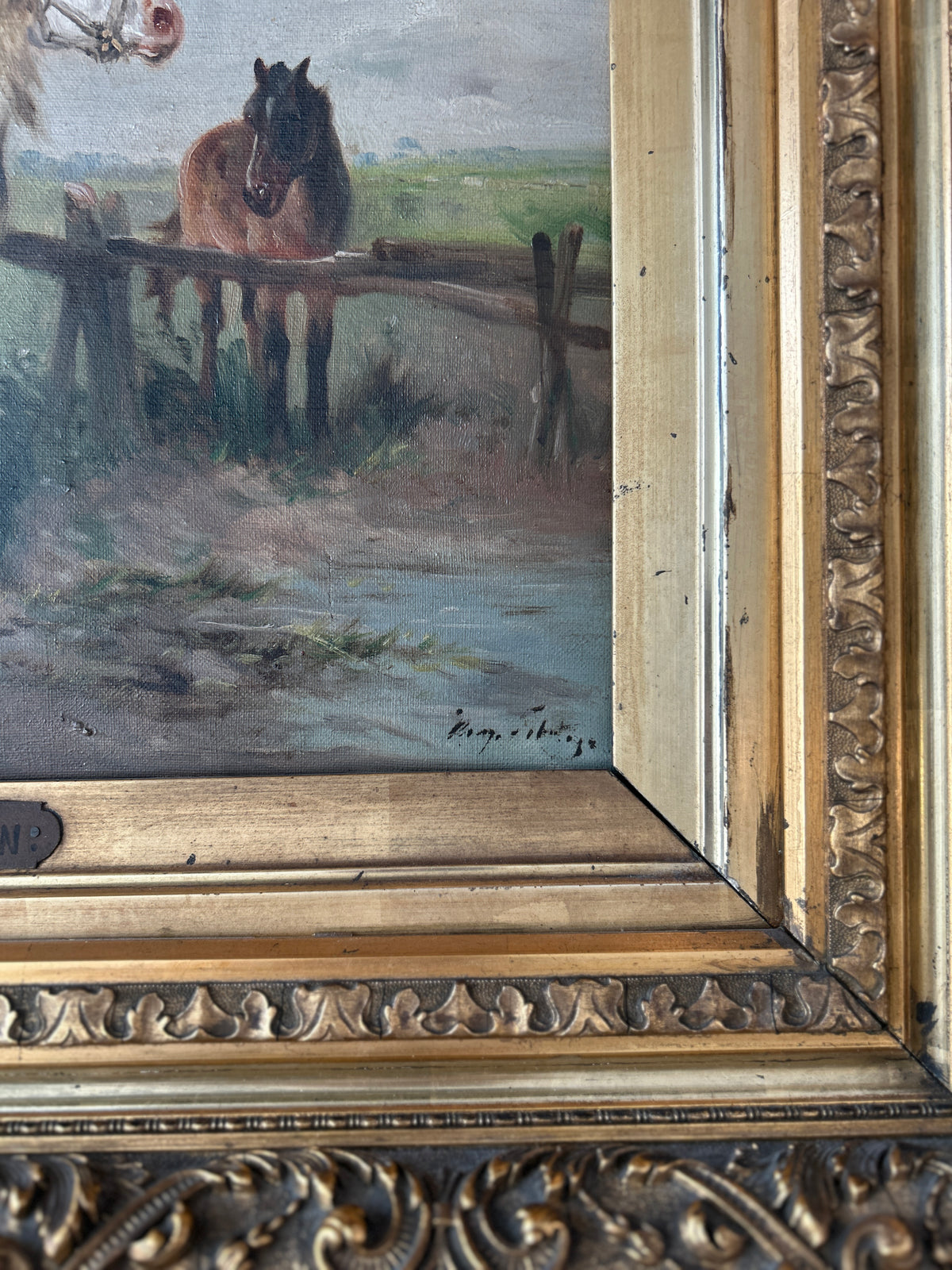 Henry (Henri) Schouten (1857–1927) — Horses in a Pastoral Landscape