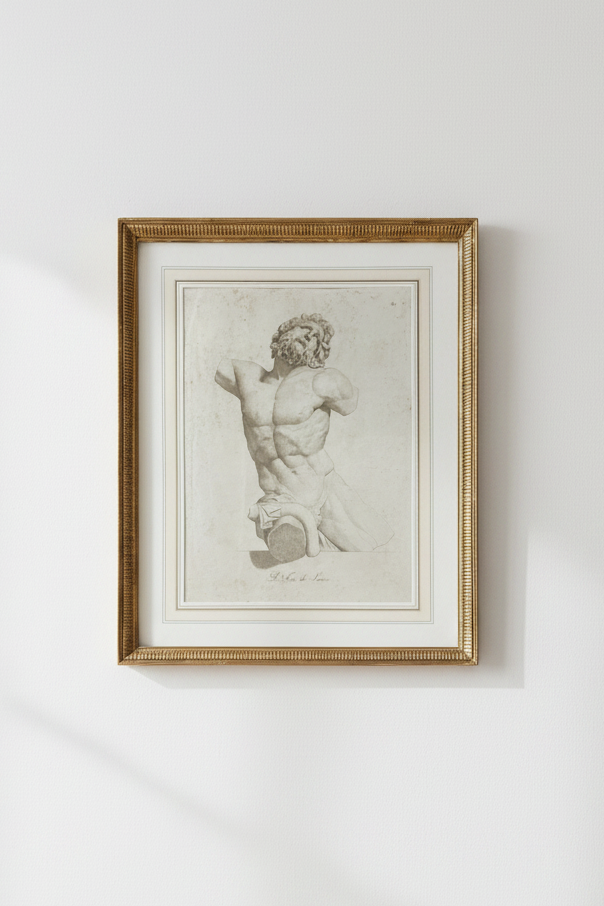 Grand Tour Engraving of the Belvedere Torso, c. 1800