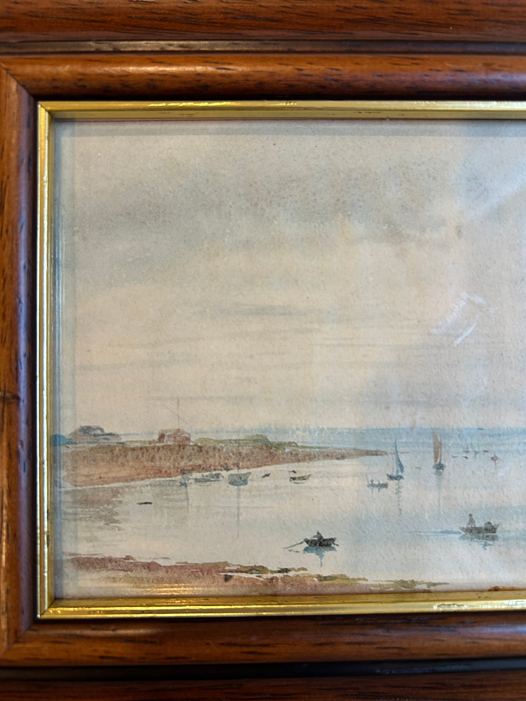Antique English Coastal Seascape Watercolor