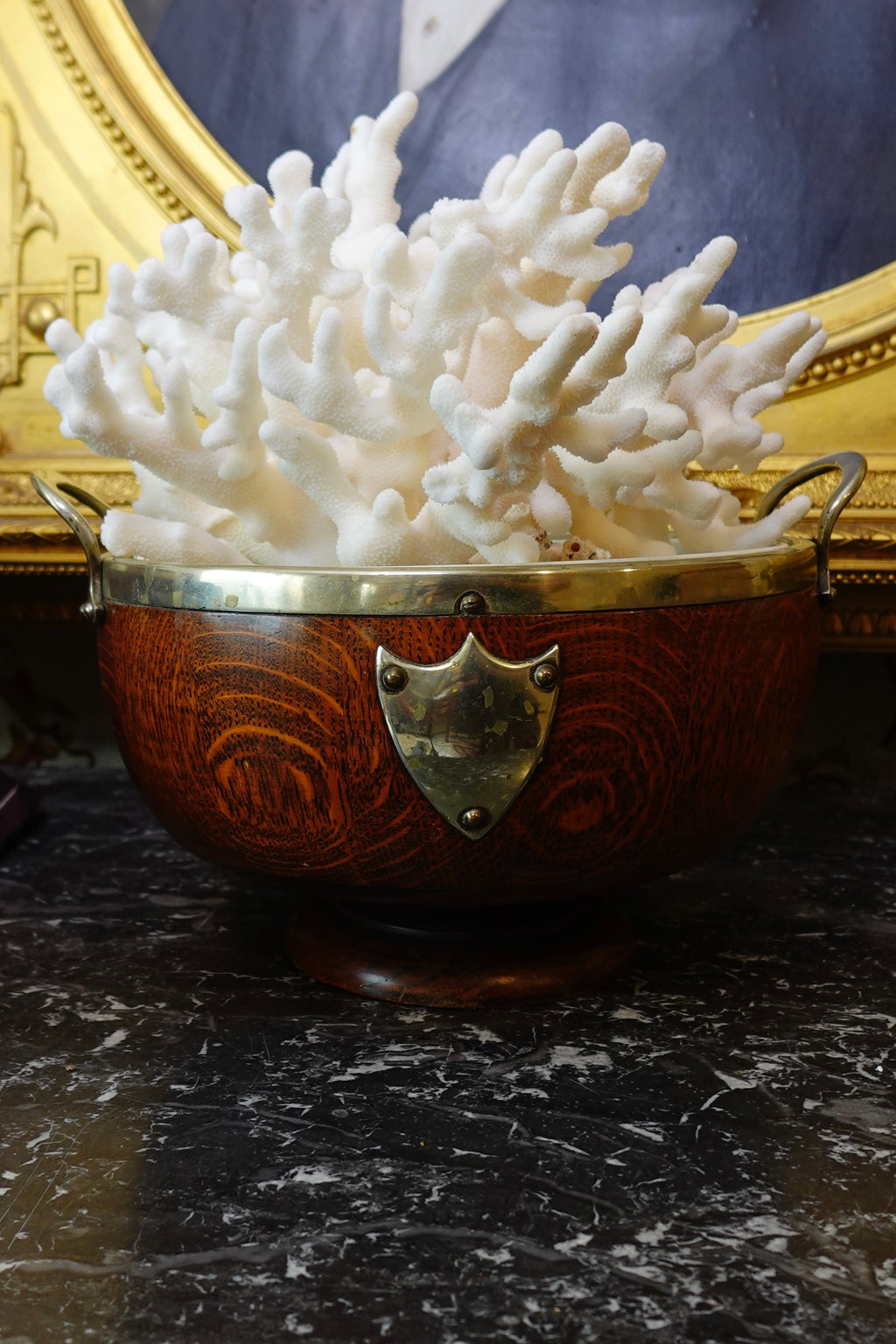 English Oak Edwardian Bowl with Baker & Co. Ironstone Liner (c.1900–1920)