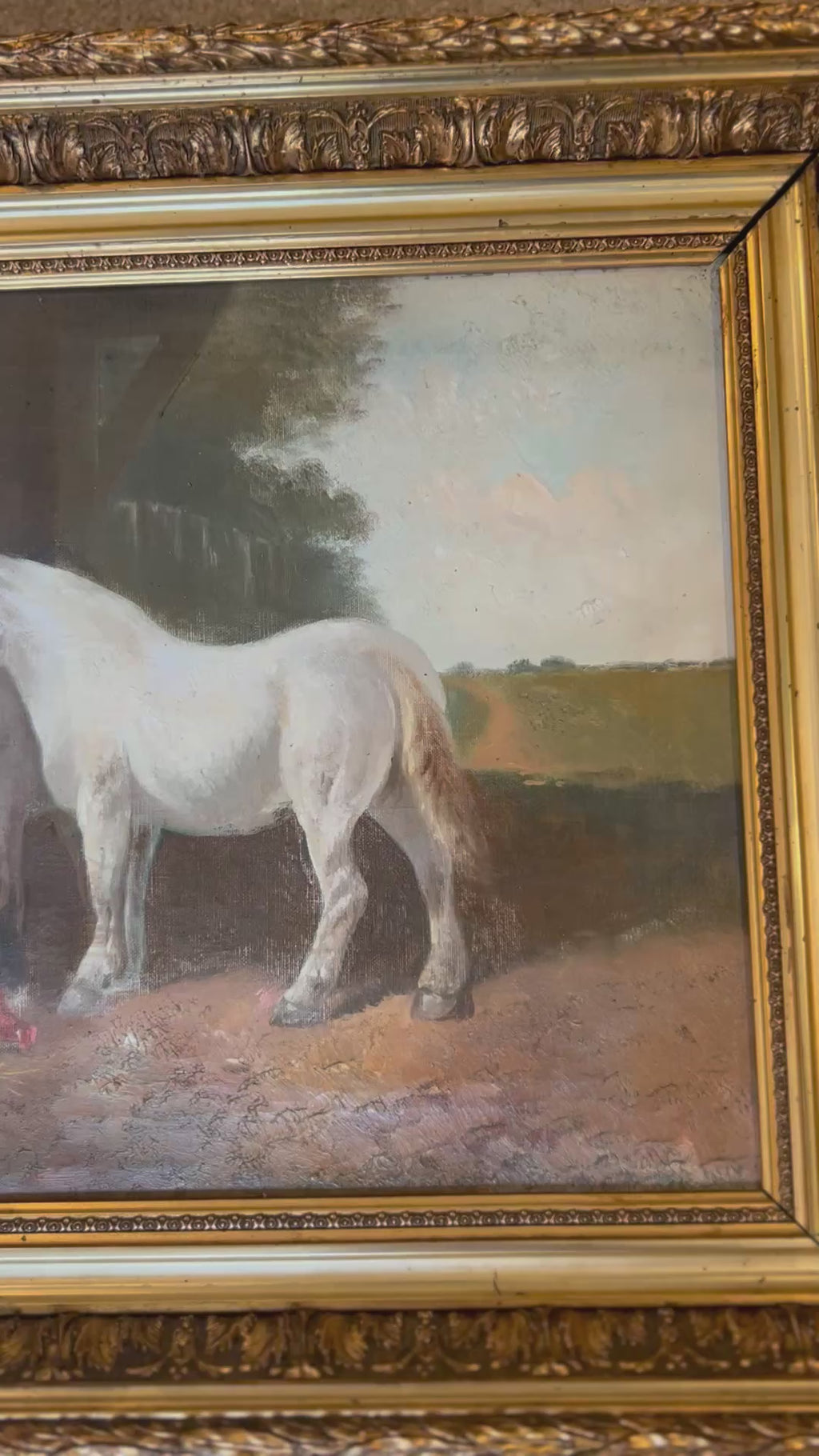 19th Century Two Horses Painting - European School