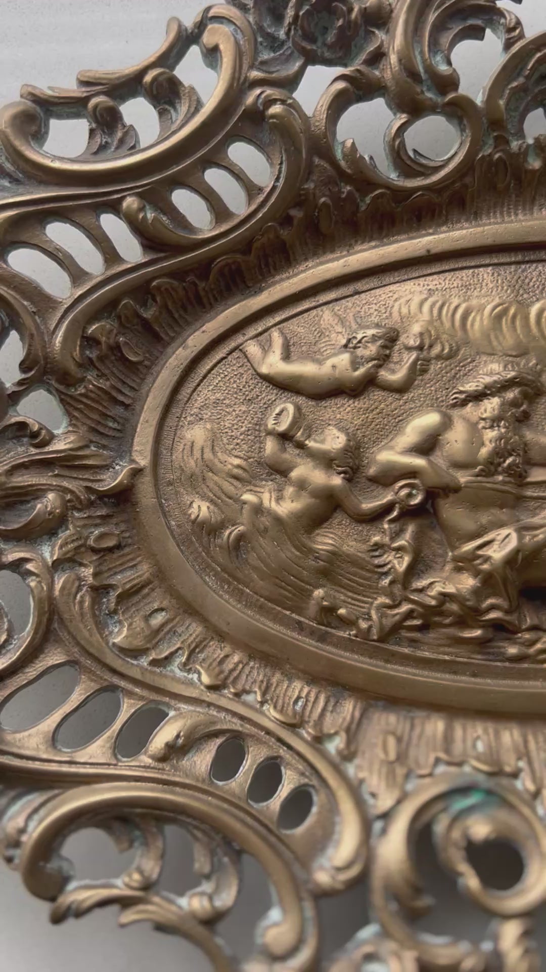 Guilt Bronze Relief of Neptune