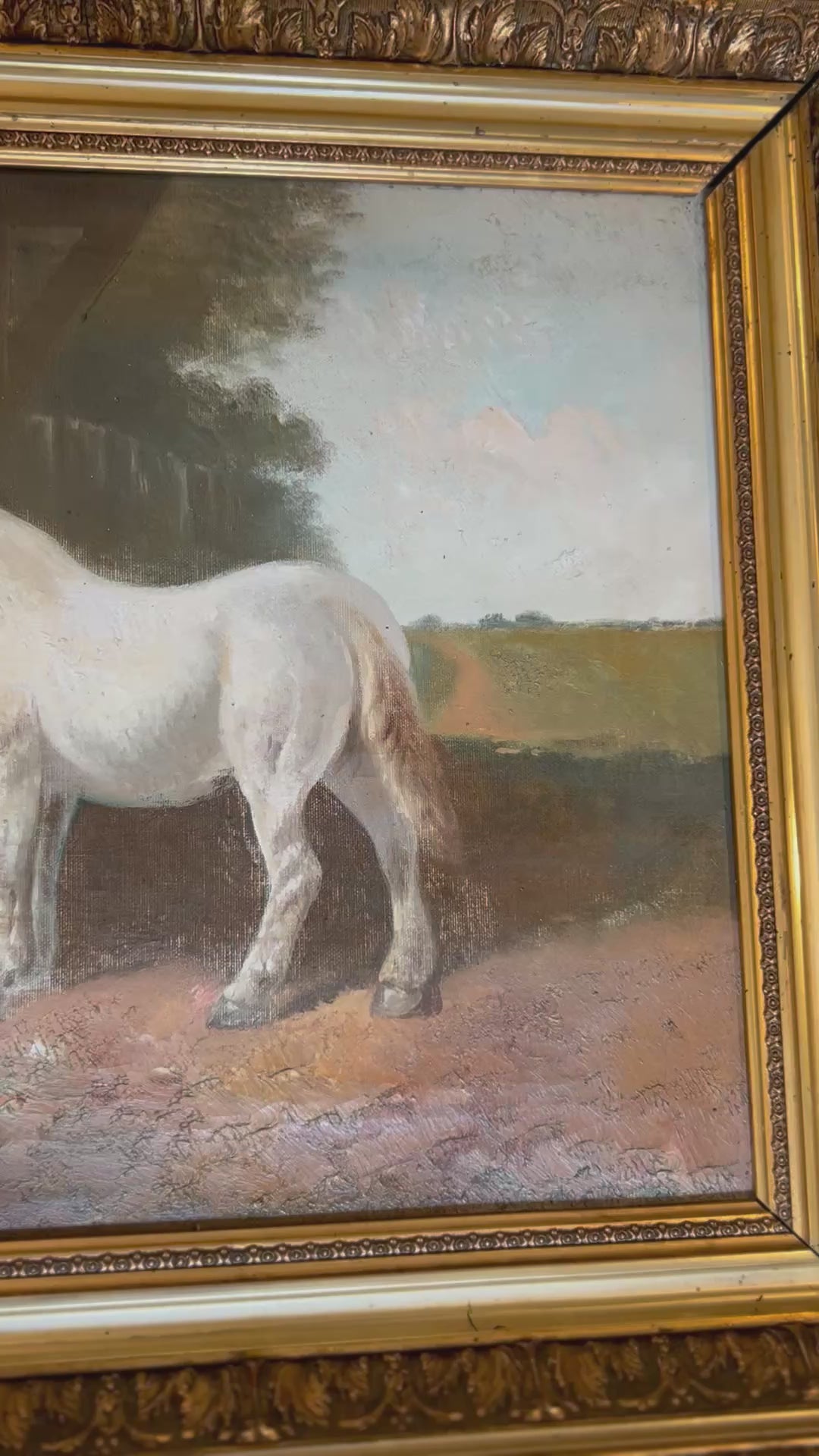 19th Century Two Horses Painting - European School